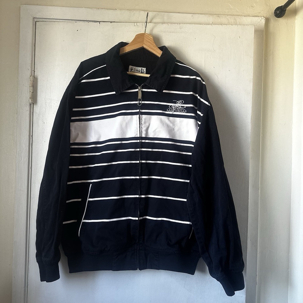 Vintage Godbody Denim Technology Las Vegas Striped Full-Zip Cotton Jacket XL